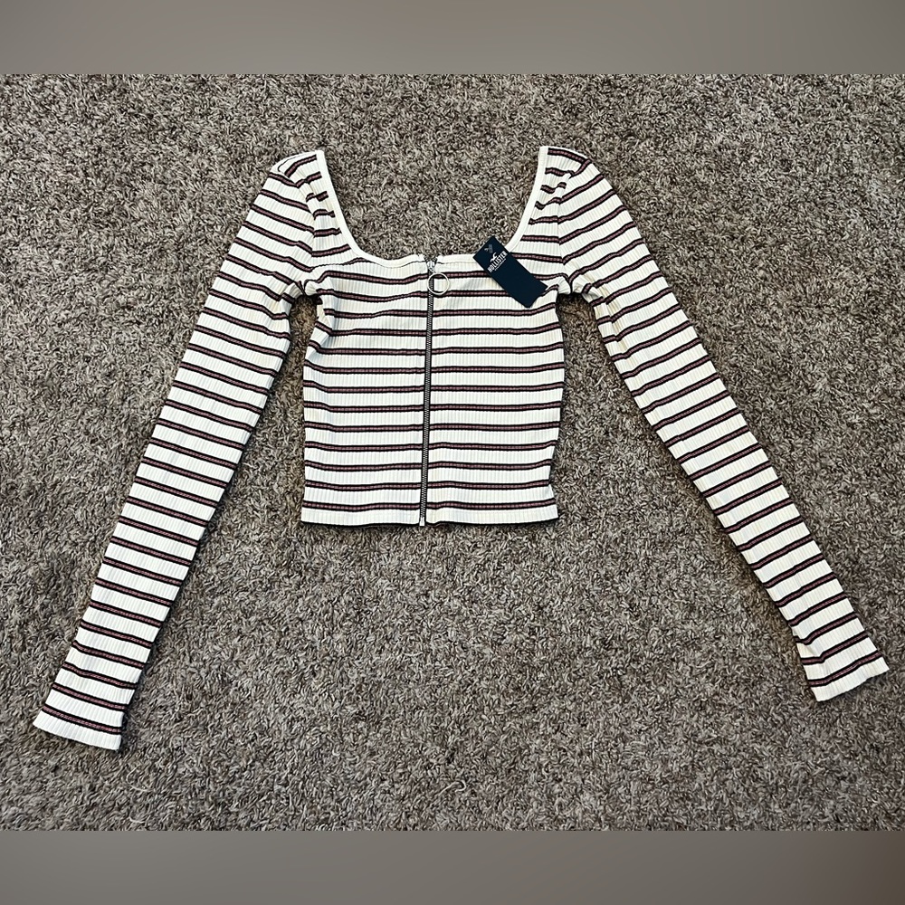 Hollister zip up crop top